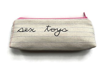 Ready to Ship - Sex Toys Bag - Handmade Zipper Pouch Pencil Case - Mature