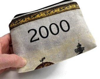 Estuche con cremallera para paño de cocina con calendario vintage del año 2000