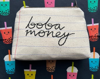 Versandfertig - Boba Geldtasche - Handgemachte Reißverschlusstasche