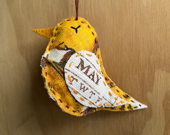 May Bird Ornament - Hand Embroidered Gift