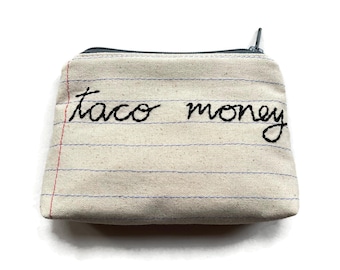 Taco Money Bag - Handmade Zipper Pouch