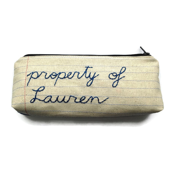 Estuche con cremallera bordado a medida: Estuche para lápices personalizado