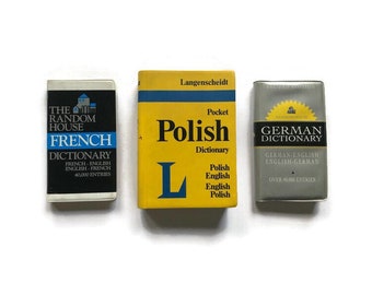 Vintage Foreign Language Pocket Dictionaries - Polish, German, or French - Plastic Covers - Random House - Ready to Ship