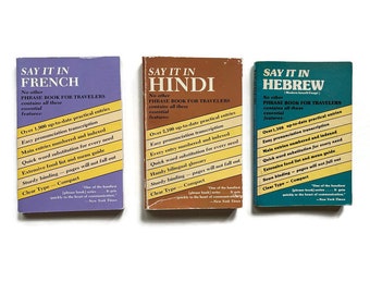 Vintage Dover Phrase Books: French, Hindi, Hebrew Paperbacks