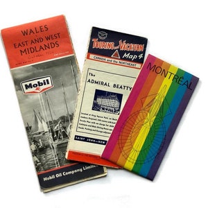 Cartes routières vintage de Montréal, Pays de Galles, Canada - Prêtes à être expédiées