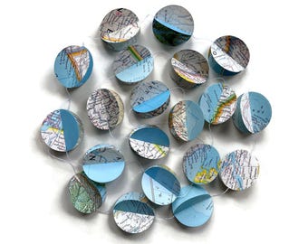 Vintage Map Circle Garland: National Geographic Atlas Party Decor