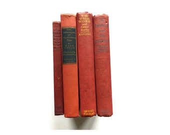 Vintage Red Books - Props - Mark Twain, Monsieur Beaucaire, Kipling - Ready to Ship