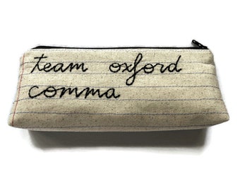 Team Oxford Comma Zipper Pouch Pencil Case