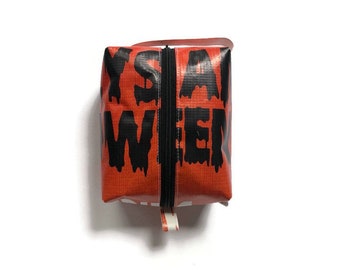 Halloween Vinyl Travel DOPP Kit Bag: Repurposed Banner