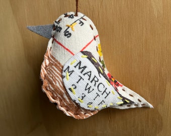 Hand Embroidered Bird Ornament - March Gift
