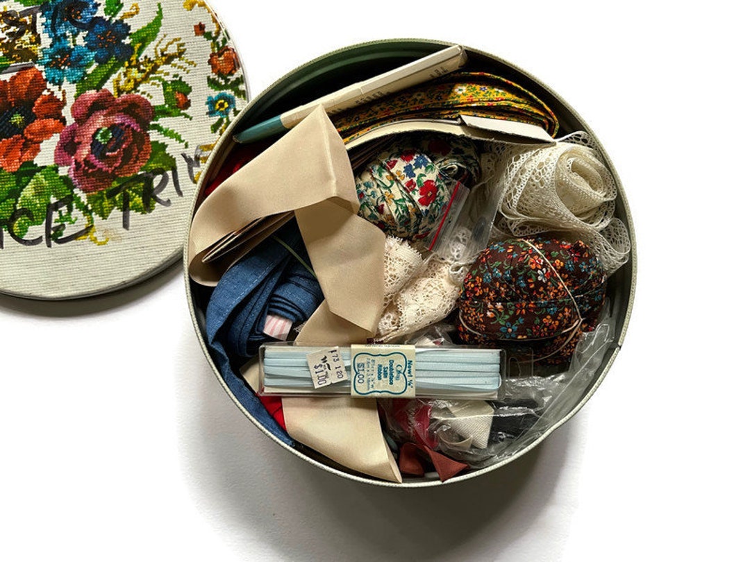 Cookie Tin Sewing Kit Lace and Trim Instant Collection Etsy