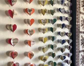 Vintage Sheet Music Heart Garland: Colorful Paper Decorations