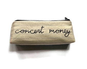 Ready to Ship - Concert Money Bag - Handmade Zipper Pouch