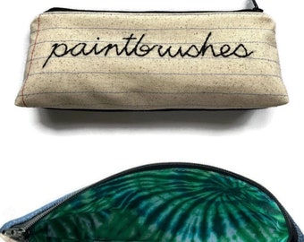 Ready to Ship - Paintbrushes Bag - Handmade Zipper Pouch