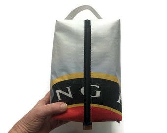 XL Shaving Kit Bag - Travel Bag - Repurposed Vinyl Banner Bag - DOPP Kit Bag - Ready to Ship