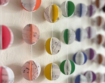 Vintage Sheet Music Circle Garland: Colorful Paper Party Decor
