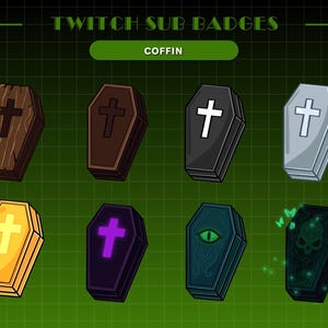 8xCoffin Sub Badges| Halloween Sub Badges | Twitch Badges | Spooky Badges for Discord, YouTube | Coffin Twitch Badges| Coffin Emote