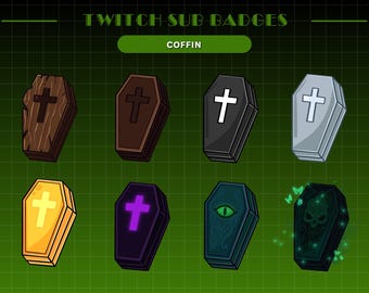 8xCoffin Sub Badges| Halloween Sub Badges | Twitch Badges | Spooky Badges for Discord, YouTube | Coffin Twitch Badges| Coffin Emote