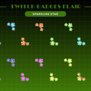 Twitch Sub Badges Flair - Sparkling Star Flair Collection - Kawaii - Streamer - Bit Badges - Funny Emote - Cute Sub Badges - Rainbow Star
