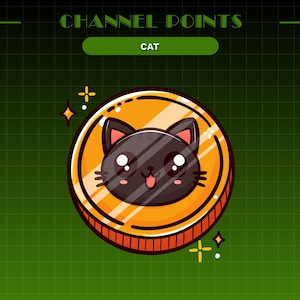 ストリームキャットチャンネルポイント - Twitch 用ゴールドコインチャンネルポイント - Twitch チャンネルポイントアイコン - 黒猫チャンネルポイント - 黒猫エモート