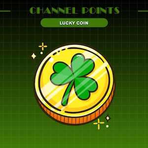 Lucky Coin Channel Point - Gold Coin Twitch Reward - Twitch Channel Points Icon - Shamrock Emote Twitch