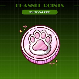 白い猫の足跡チャンネルポイントを配信 - Twitchのピンクコインチャンネルポイント - Twitchチャンネルポイント - かわいい猫の足跡チャンネルポイント - 猫の足跡の絵文字