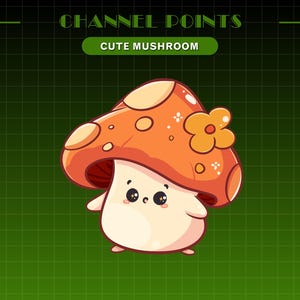 Transmita pontos do canal Cute Mushroom - Emote do Twitch do Mushroom - Ícone de pontos do canal do Twitch - Emblemas de inscrição do Mushroom - Emote do Mushroom