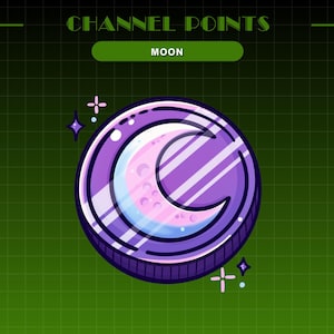 Purple Moon Channel Point Icon | Cute Twitch Reward | Lunar-Themed Streamer Badge | Kawaii Moon Digital Icon for Twitch and Discord