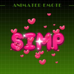 Animated Simp Text Emote | Funny Discord Emotes | Cute Pink Emote for Streamers, VTubers, & Creators | Youtube, Kick| GIF - PNG