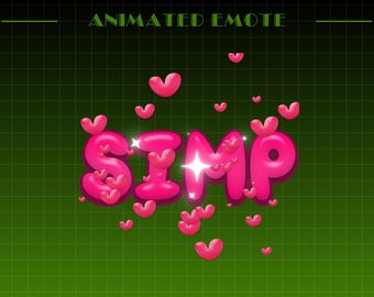 Animated Simp Text Emote | Funny Discord Emotes | Cute Pink Emote for Streamers, VTubers, & Creators | Youtube, Kick| GIF - PNG