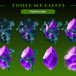 8x Sparkly Purple Gemstone Sub Badges| Twitch Sub Badges | Twitch Badges | Twitch Bit Badges | Gem Badges for Kick, Discord, YouTube