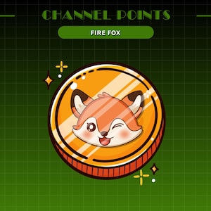 Cute Fox Channel Point Icon | Cute Twitch Reward | Kawaii Channel Points Icon | Fire Fox Gold Coin | Fire Fox Emotes