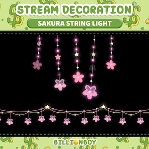 Animated Cherry Blossom Stream Decoration | Glowing Sakura Light Chain for Twitch, YouTube