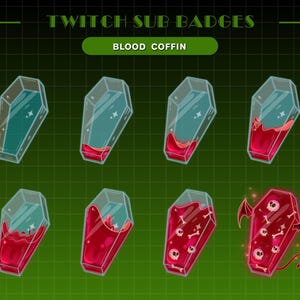 8xBlood Coffin Sub Badges| Halloween Sub Badges | Twitch Badges | Blood Badges for Discord, YouTube | Coffin Twitch Badges| Blood Emote