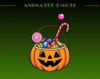 Animated Pumpkin Candy Bucket Emote for Twitch, Discord, YouTube | Funny Animated Emote | Perfect Emote for Twitch | Pumpkin Halloween Emote