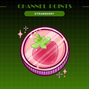 Strawberry Channel Point Icon | Cute Twitch Reward | Kawaii Fruit Badge | Cute Channel Point Icon for Streamers and Gamers