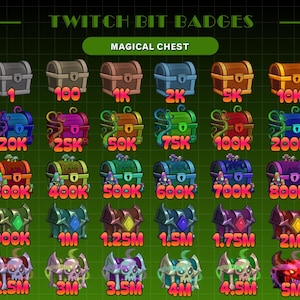 30x Magical Chest Bit Badges| Rainbow Bit Badges | Twitch Badges | Spooky Bit Badges for Discord, YouTube | Treasure Chest Bit Badges