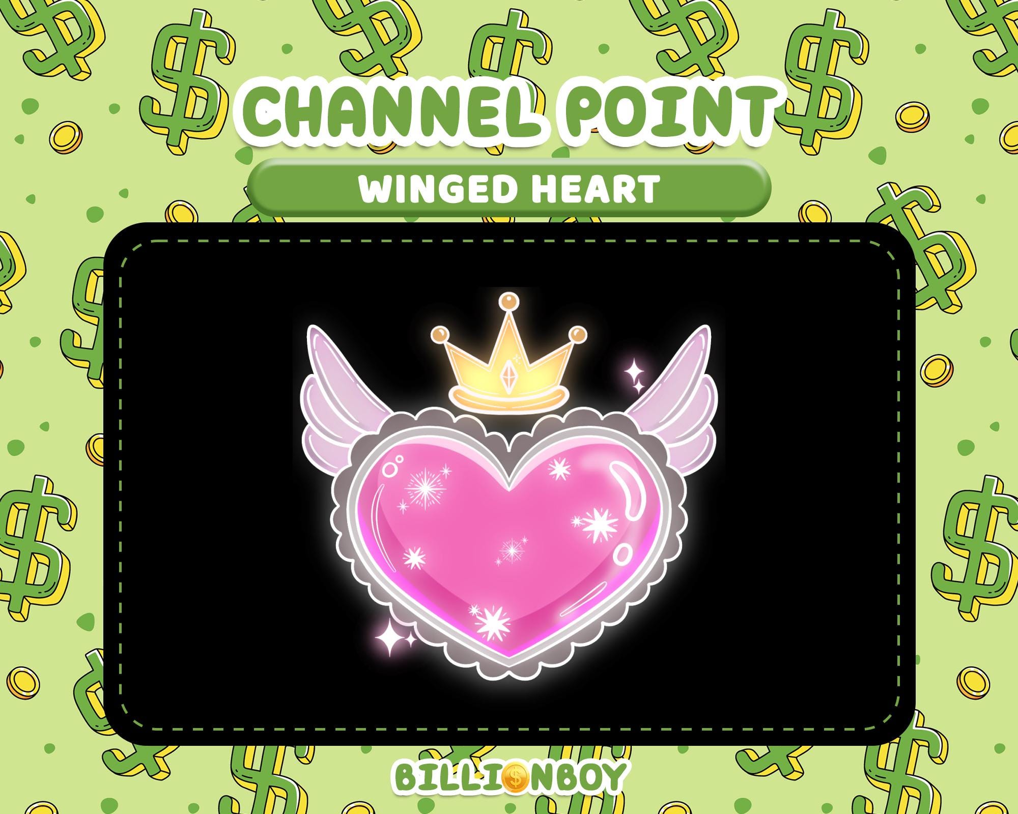 Winged Channel Winged Heart Twitch Channel Point Icon | Valentine Reward Icon (digital ...