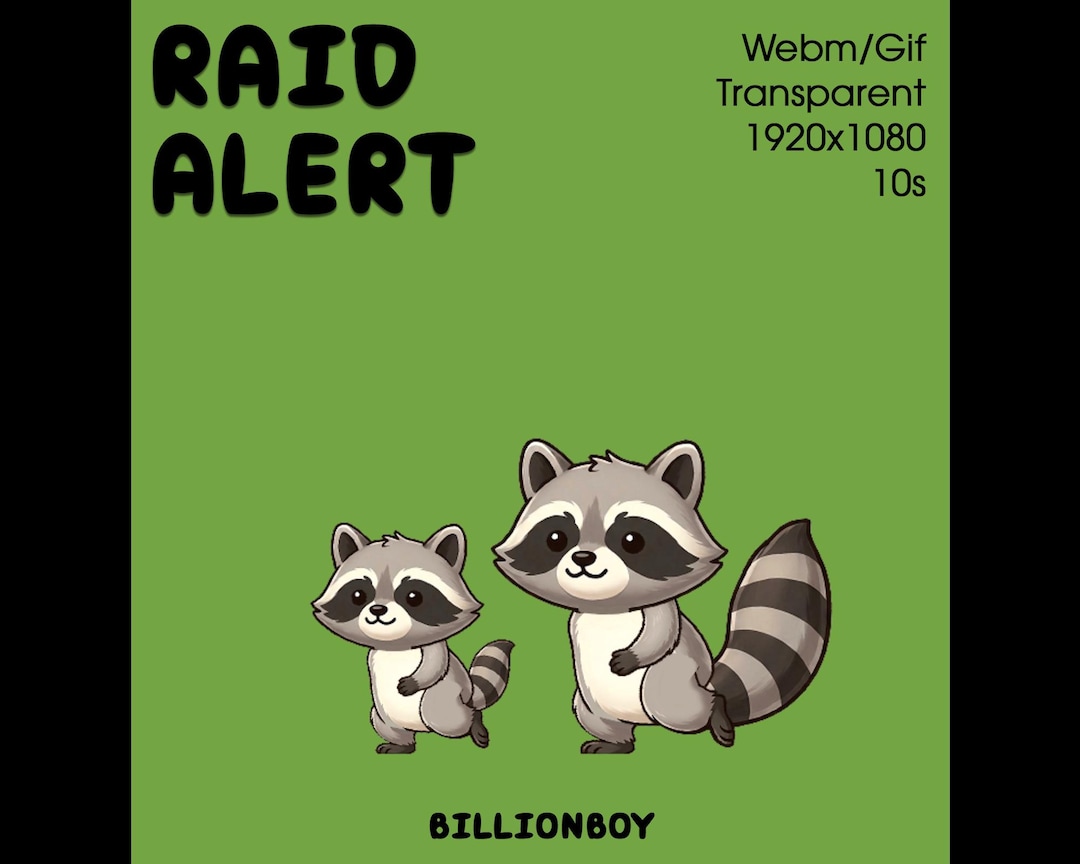 Animated Raccoon Twitch Raid Alerts - Kawaii Stream Alert for Twitch ...