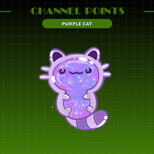 Stream Glowing Purple Cat Channel Point | Purple Channel Points For Twitch - Twitch Channel Points Icon - Cat Badges | Cat Sticker