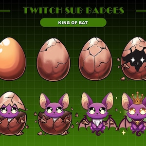 8xPurple Bat Sub Badges| Twitch Sub Badges | Hallowen Badges | Twitch Bit Badges | Sub Badges Bat | Bat Badges for Kick, Discord, YouTube...