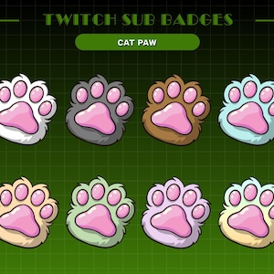 8xCat Paw Sub Badges| Cat Sub Badges | Twitch Badges | Twitch Bit Badges | Sub Badges Cat Paw | Cute Cat Sub Badges | Cute Cat Emotes
