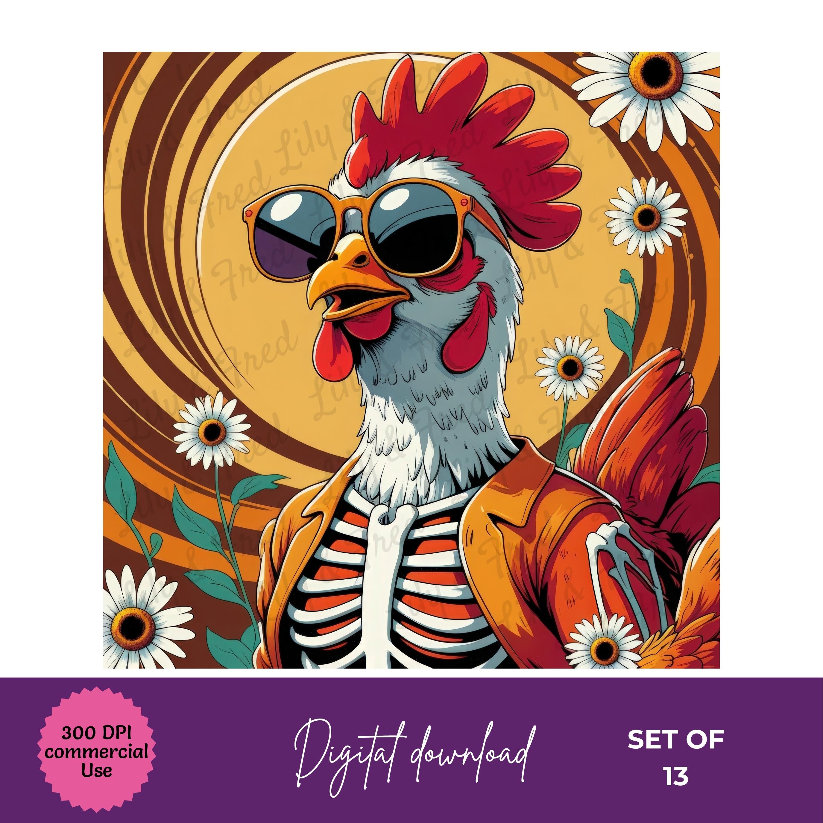 面白いハロウィーンの鶏のPNGクリップアート：レトロな秋の農場の鶏（デジタルダウンロード） - Etsy 日本, image size:2750x2750