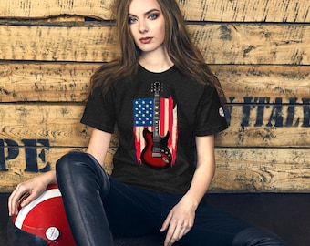 Delta Blues Guitar USA Flag T-Shirt