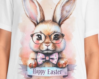 Camiseta de conejito de Pascua para mujer, camiseta de Feliz Pascua, colores pastel