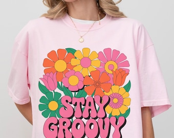 Stay Groovy Shirt: Retro 70s Flower Graphic Tee