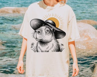 Sommar Capybara T-shirt – Strandsemester T-shirt, Söt djursolhatt
