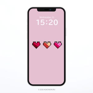 Pixel Heart Wallpaper / Cute Pink Pixel Hearts / Minimal Aesthetic Phone Wallpaper / Retro Game Style Background / iPhone Android Wallpaper