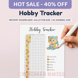 Hobby Tracker - Hobby Journal - PRINTABLE Journal Page - Habit Tracker - Fun Tracker - Wellness Tracker - Wellness Journal - Daily Activity