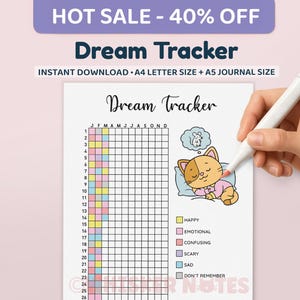 Dream Coloring Tracker - Yearly Dream Page - PRINTABLE Journal Page - Printable Planner Page - Dream Log - Dream Journal - Sleep Tracker